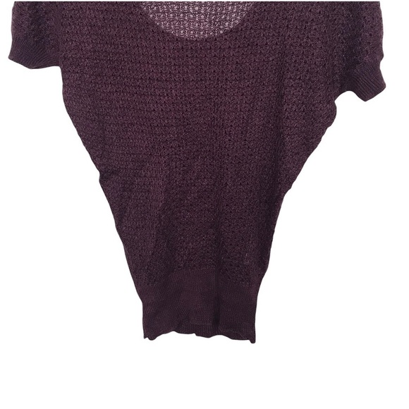 Loft Burgundy Open Knit Short Sleeve Sweater XXS Petite - Picture 5 of 8